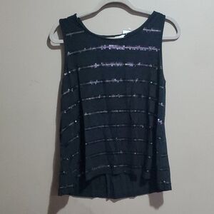 Jack by BB Dakota Black Sequin Tank Top Size Large